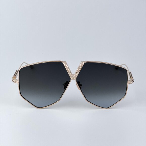 Valentino Women BRAND NEW Sunglasses Titanium Gold Grey Oversized Aviator - Picture 3 of 9